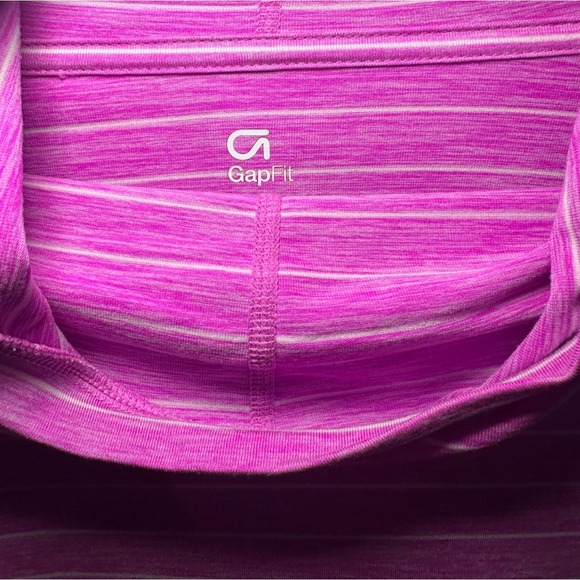 GapFit Pink Striped Hooded Top Size Medium - Picture 6 of 6